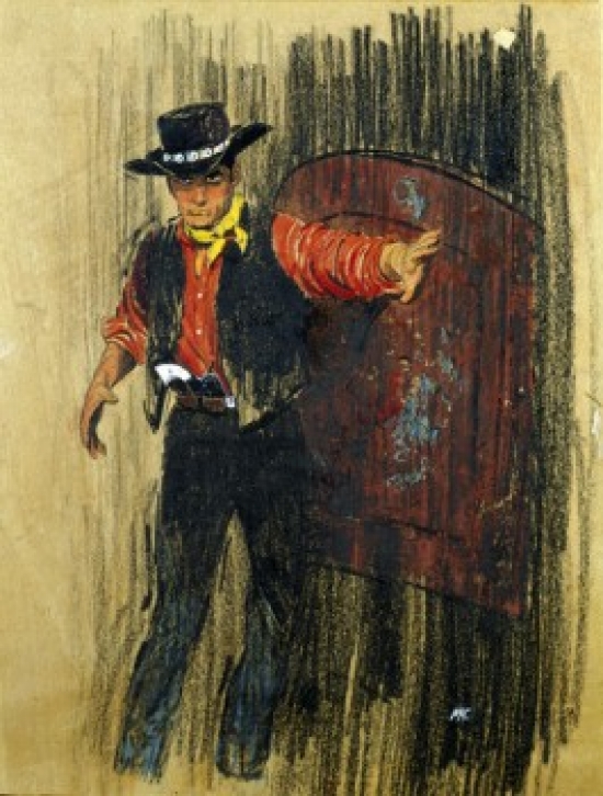 Cowboy Entering Saloon Poster Print - 18 x 24 in.