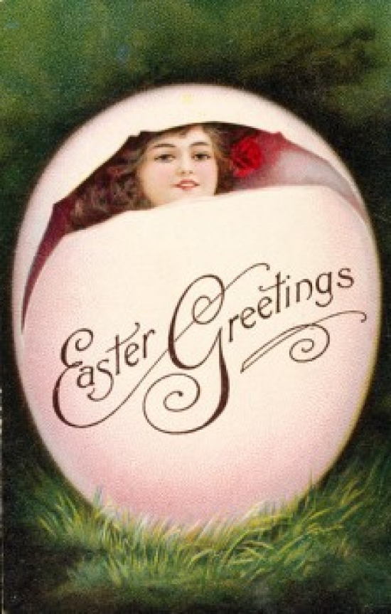 Easter Greetings Nostalgia Cards 1900 Poster Print