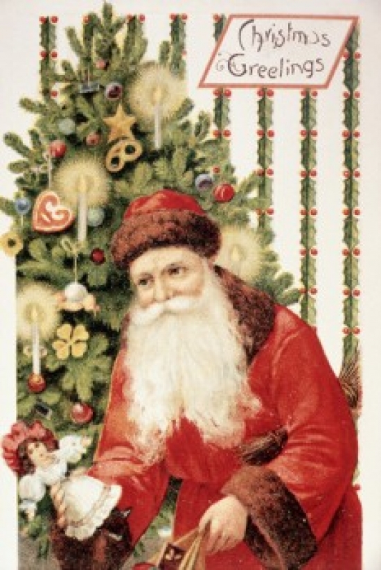 Christmas Greetings Nostalgia Cards Illustration Poster Print