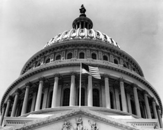 Low Angle View of a Government Building Capitol Building Washington DC USA Poster Print - 18 x 24 in.