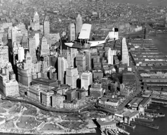 USA New York State New York City Manhattan High Angle View of an Aircraft During Its First Flight Hall Ph-3 Poster Print - 18 x 24 in.