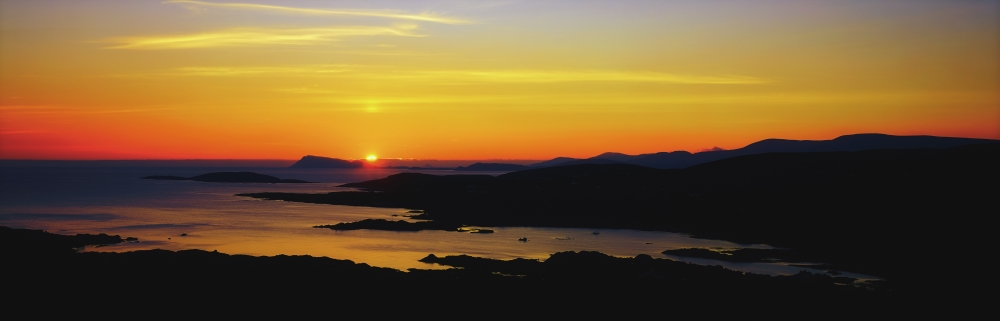 DPI1804435 Kenmare Bay Dunkerron Islands Co Kerry Ireland - Sunset Over A Bay Poster Print by The Irish Image Collection, 34 x 11
