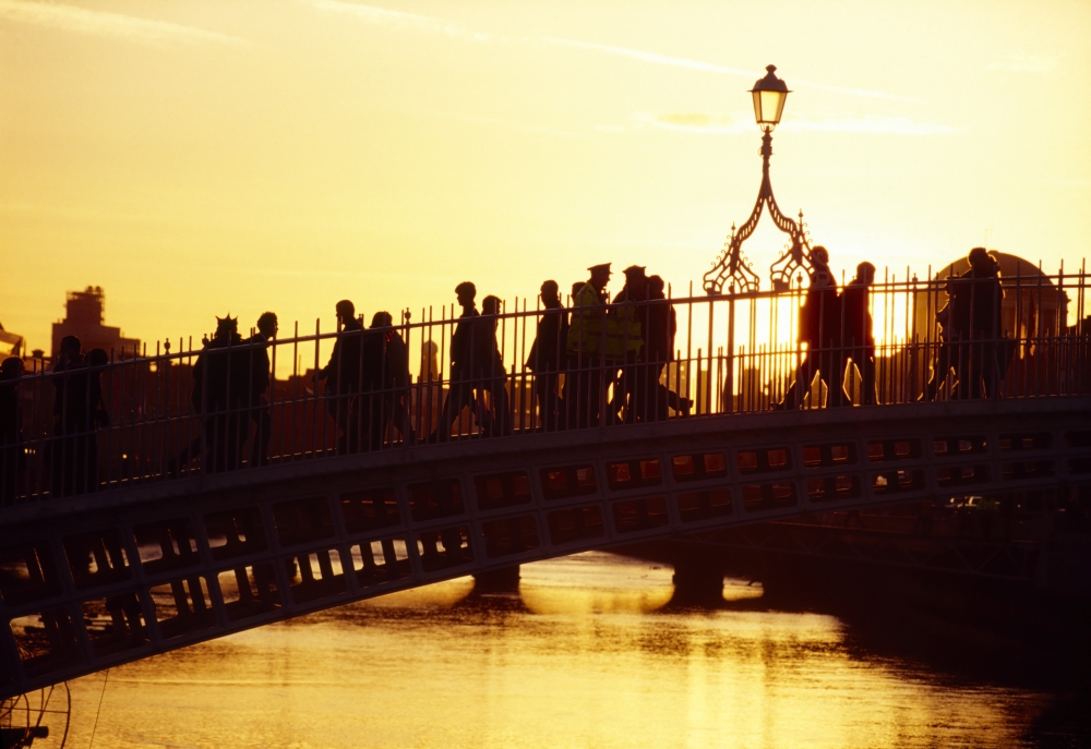 HaPenny Bridge Dublin Co Dublin Ireland - 19th Century Bridge Over The River Liffey Poster Print by The Irish Image Collection, 36 x 24 - Large