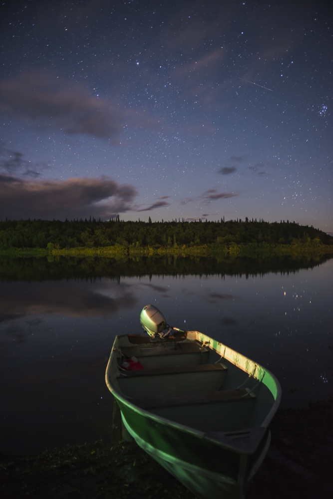 A Skiff Rests On The Banks of The Kvichak River At Night Bristol Bay Region Southwest Alaska Poster Print by Carl Johnson - 24 x 38 - Large