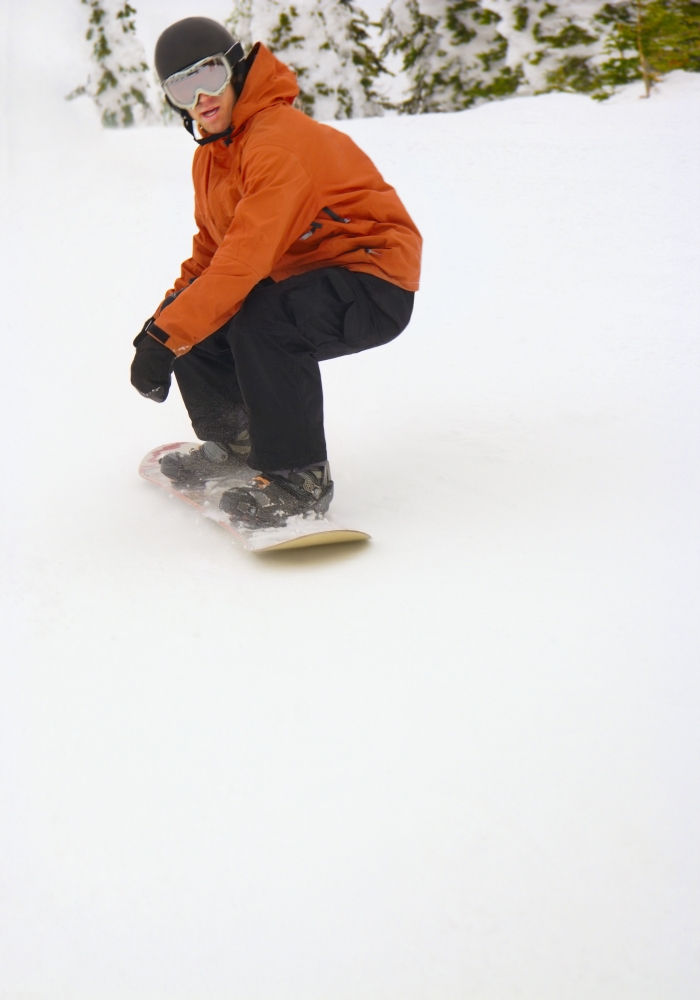 Snowboarder Going Down Snowy Hill Poster Print by Leah Hammond, 11 x 17