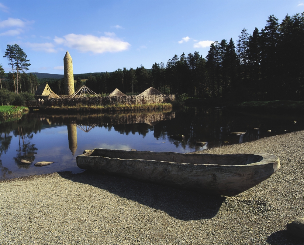 DPI1802027 Ulster History Park Co Tyrone Ireland - Round Tower & Crannog Poster Print by The Irish Image Collection, 17 x 13