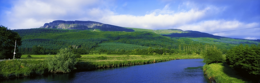 River Roe Binevenagh Co Derry Ireland - Basalt Plateau & River from Limavady Poster Print by The Irish Image Collection, 44 x 14 - Large