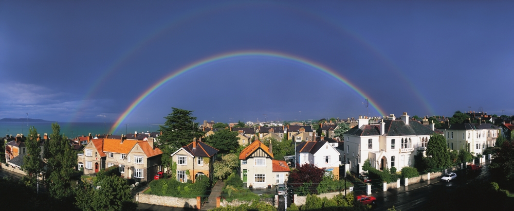 Monkstown Co Dublin Ireland - Rainbow Over Housing Poster Print - Large