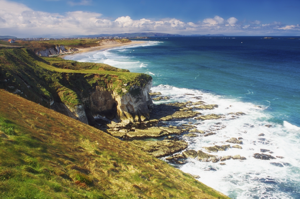 DPI1807333 White Rocks Portrush Co Antrim Ireland - Limestone Cliffs & The Atlantic Poster Print by The Irish Image Collection, 18 x 12