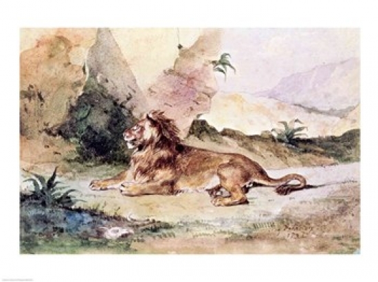 Picture of Posterazzi BALXIR243429LARGE A Lion in The Desert 1834 Poster Print by Eugene Delacroix - 36 x 24 in. - Large