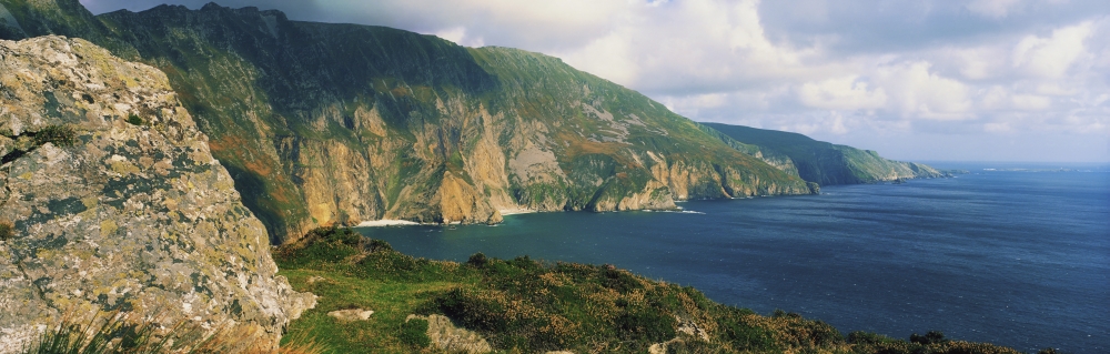 DPI1804251 Slieve League Co Donegal Ireland - Cliffs On The Atlantic Coast Poster Print by The Irish Image Collection, 38 x 12