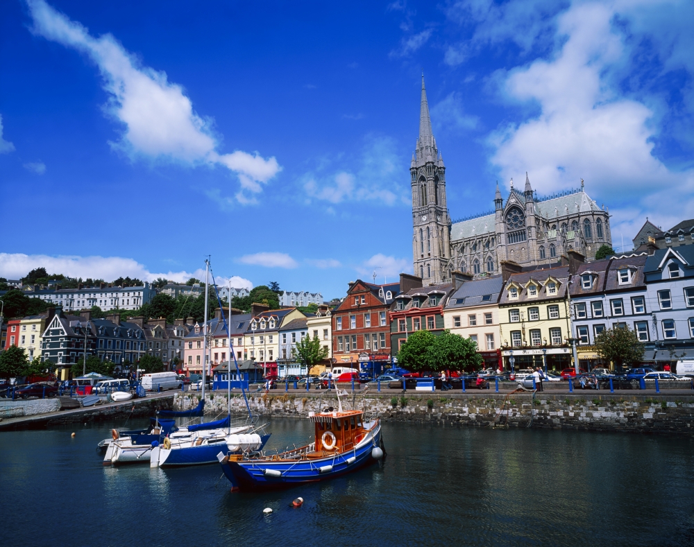 Cobh Cathedral & Harbour Co Cork Ireland Poster Print by The Irish Image Collection - 17 x 13