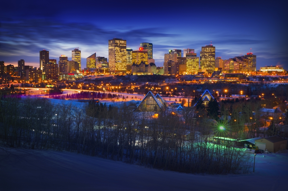 Edmonton Winter Skyline Poster Print by Corey Hochachka, 34 x 22 - Large