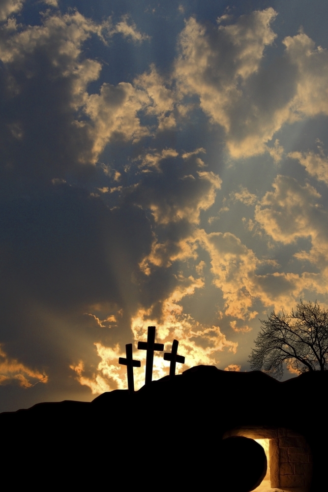 Empty Tomb & Three Crosses Poster Print by Colette Scharf - 11 x 17