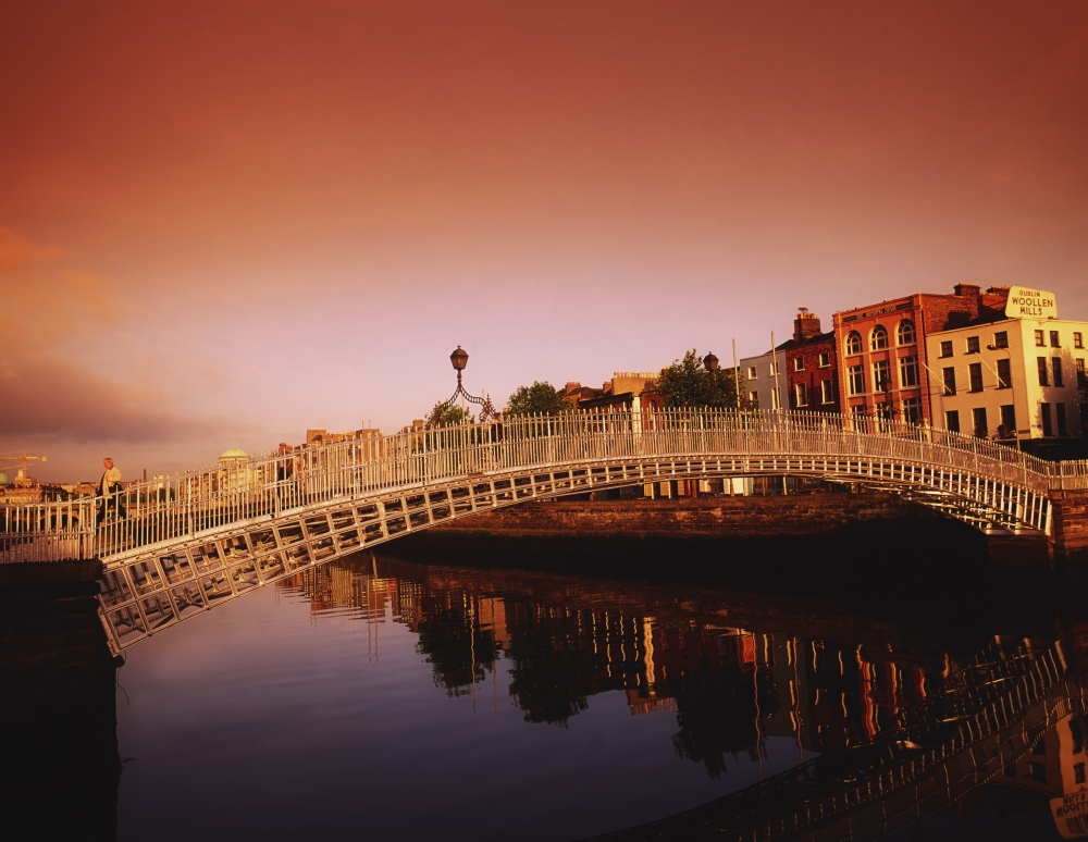 HaPenny Bridge River Liffey Dublin Co Dublin Ireland - 19th Century Bridge Over A River Poster Print by The Irish Image Collection, 34 x 26 - Large