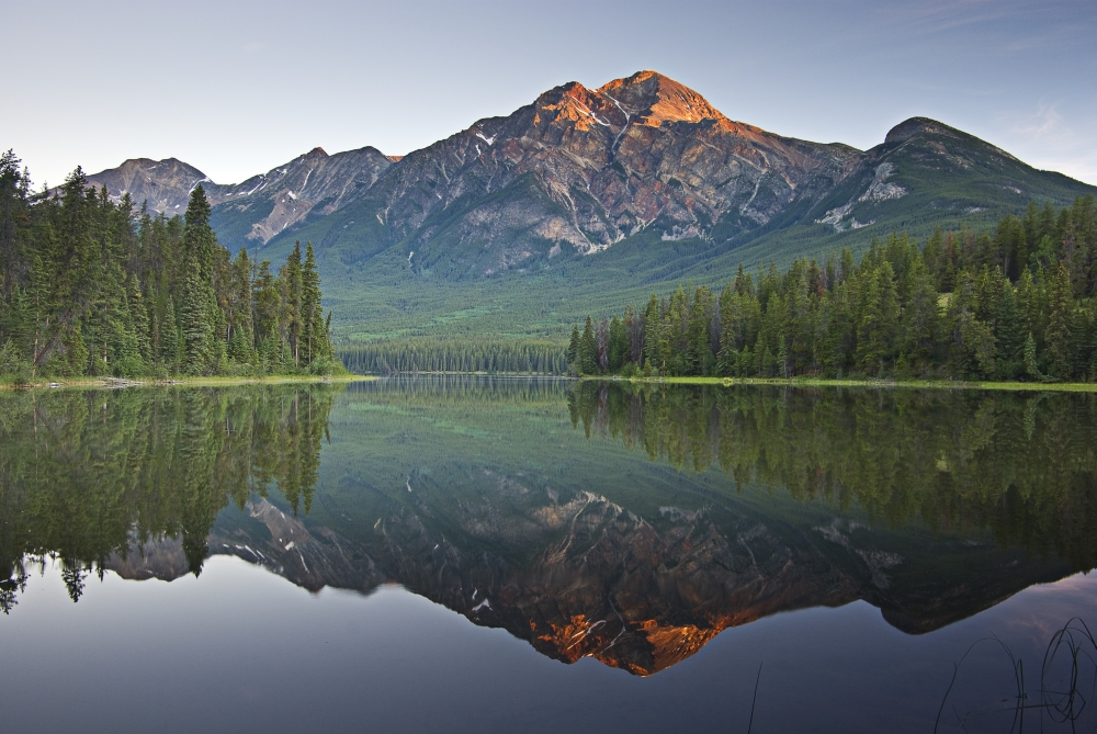 Mountain Reflection Pyramid Mountain Jasper Alberta Canada Poster Print by Robert Brown - 36 x 24 - Large