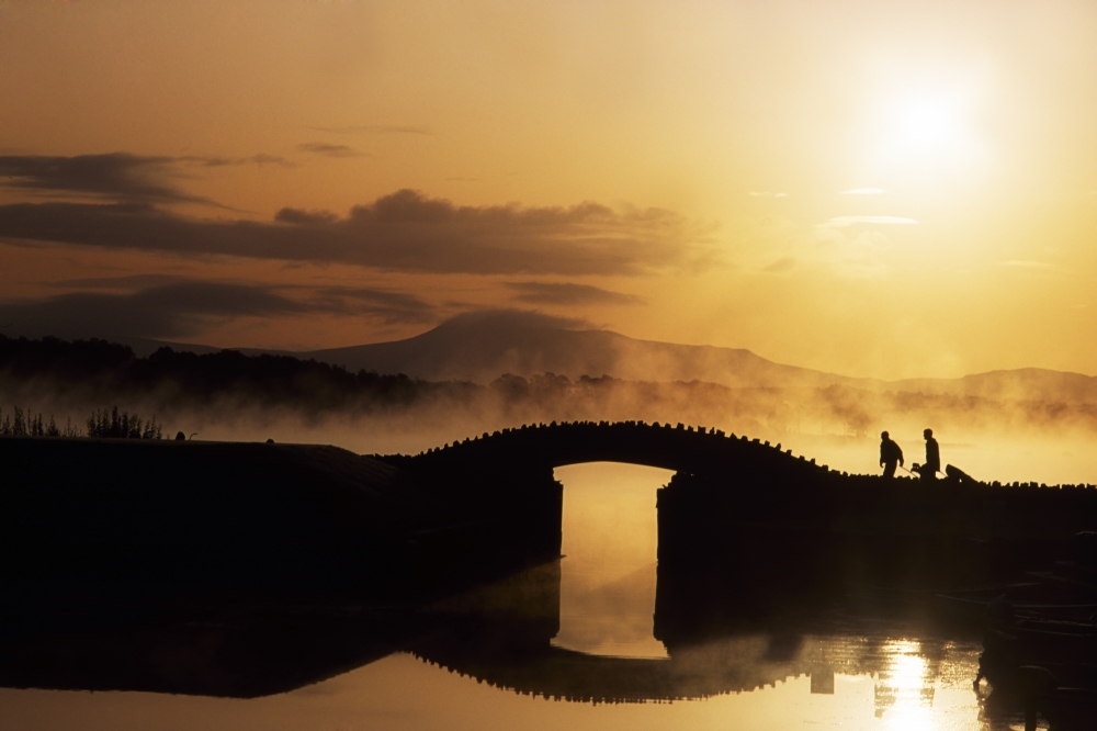 DPI1810814 Killarney Golf Course Co Kerry Ireland - Silhouetted Golfers Poster Print by The Irish Image Collection, 18 x 12