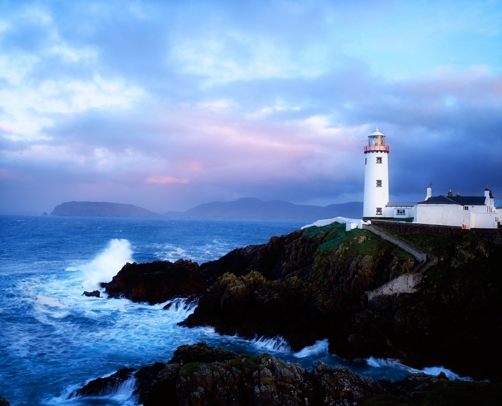 Lighthouse At Fanad Head Co Donegal Ireland Poster Print by The Irish Image Collection - 17 x 13