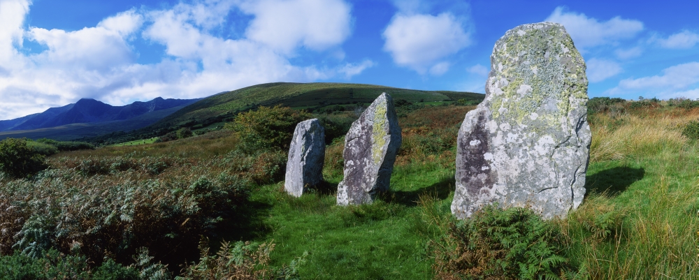 DPI1813408 Standing Stone Alignment Near Cloughran Dingle Peninsula Co Kerry Ireland Poster Print by The Irish Image Collection, 31 x 12