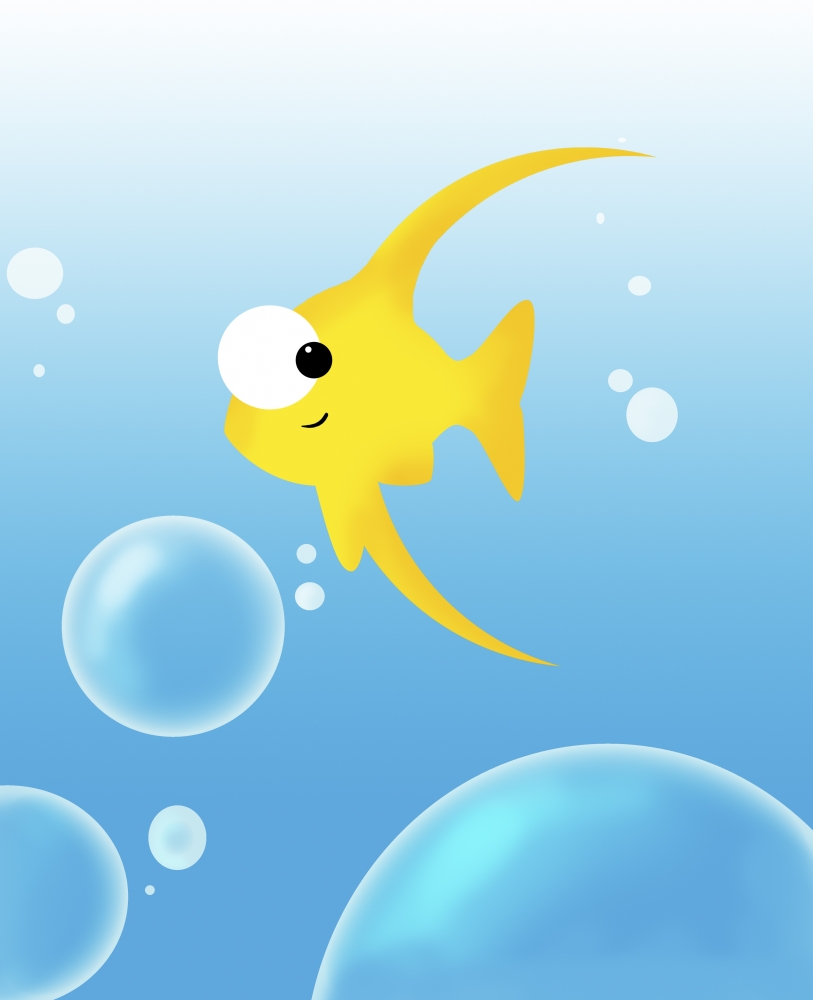Illustration of Fish & Bubbles Poster Print by Chris & Kate Knorr, 13 x 17