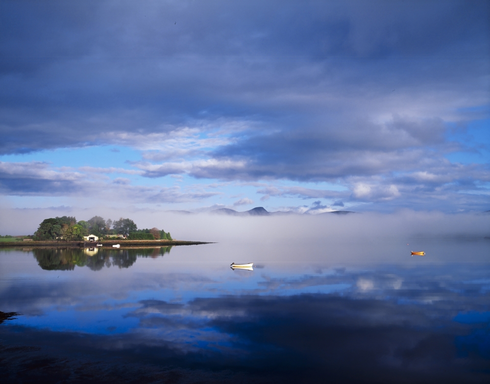 Dinish Island Kenmare Bay County Kerry Ireland - River Scenic with Boats in The Distance Poster Print by The Irish Image Collection - 17 x 13