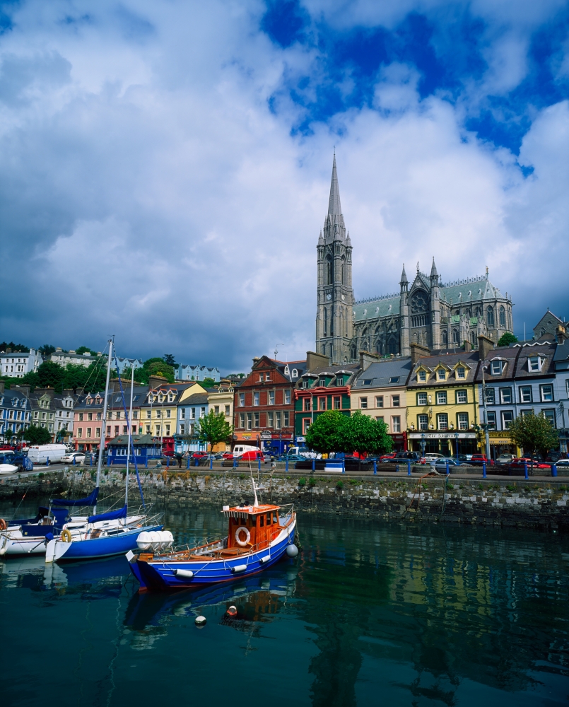 DPI1813449 Cobh Cathedral & Harbour Co Cork Ireland Poster Print by The Irish Image Collection, 13 x 17