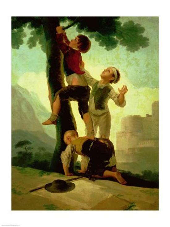 Boys Climbing A Tree Poster Print by Francisco De Goya - 18 x 24 in.