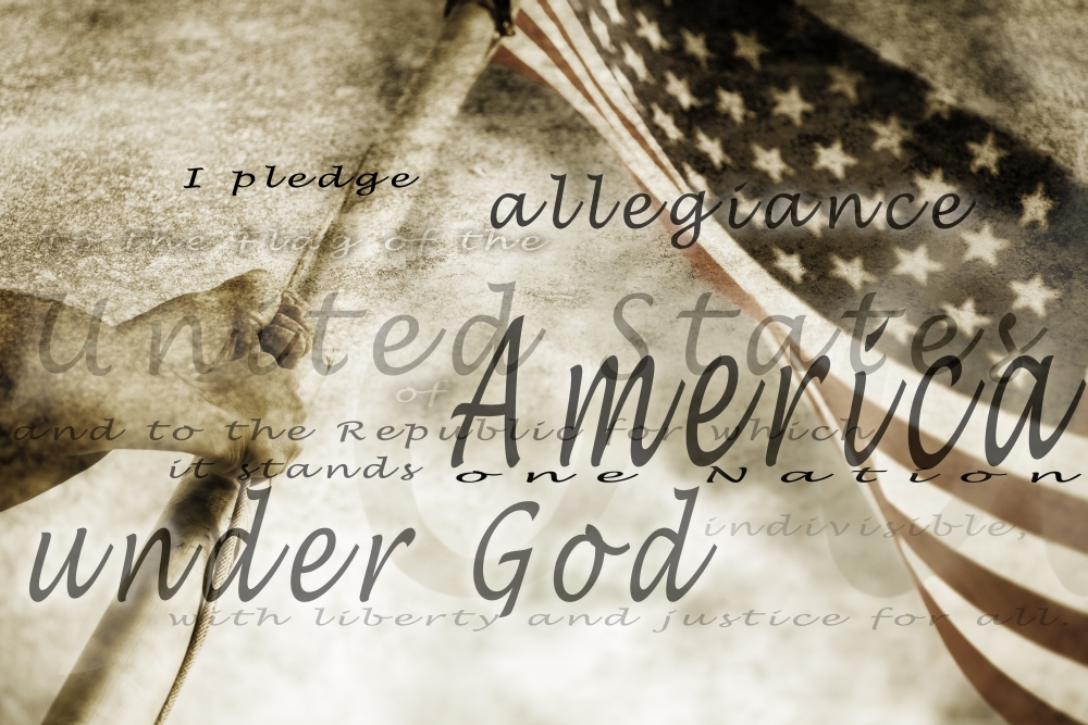 DPI1820381 The Pledge of Allegiance & An American Flag Poster Print by Chris & Kate Knorr, 18 x 12