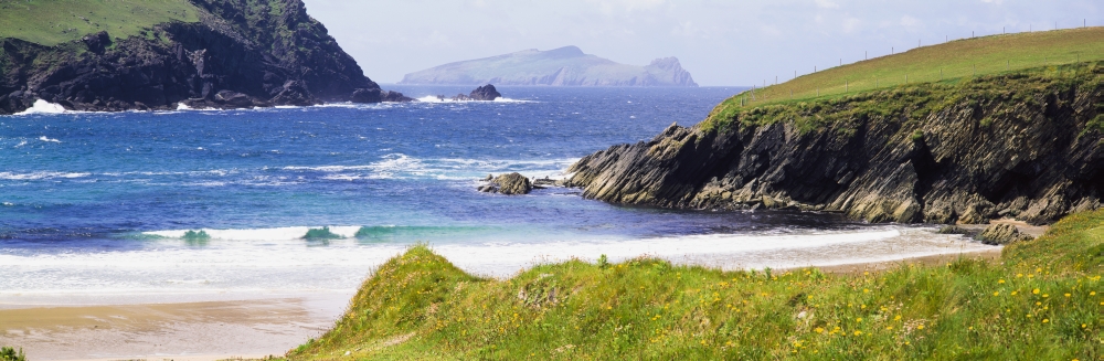 DPI1825659 Clogher Beach Blasket Islands Dingle Peninsula County Kerry Ireland - Beach Scenic Poster Print by The Irish Image Collection, 37 x 12