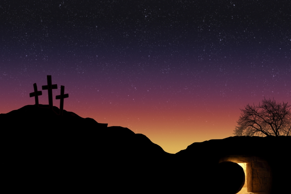 Empty Tomb & Three Crosses Poster Print by Colette Scharf, 34 x 22 - Large