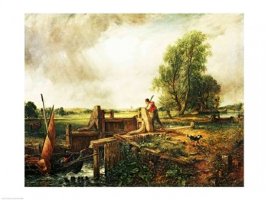 A Boat Passing A Lock Poster Print by John Constable - 24 x 18 in.