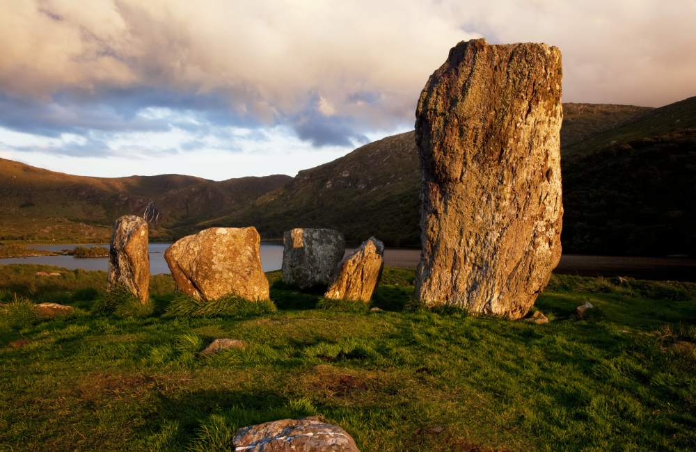 DPI12306107LARGE Uragh Stone Circle Under A Cloudy Sky At Sunset - County Kerry Ireland Poster Print by Peter Zoeller, 38 x 24 - Large