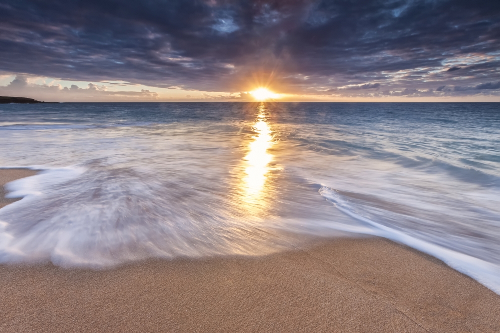 Sunlight Reflected On The Ocean To The Sandy Shore At Sunset - Molokai Hawaii United States of America Poster Print by Scott Mead, 19 x 12