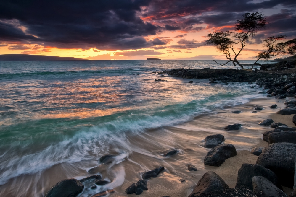 DPI12305835LARGE A Dramatic Sky At Sunset Over A Turquoise Ocean Along The Coast of A Hawaiian Poster Print by Scott Mead, 38 x 24 - Large