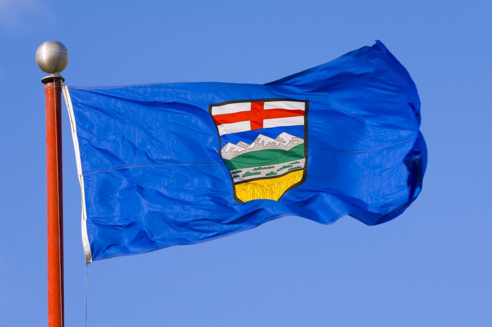 Albertas Provincial Flag Poster Print by Corey Hochachka, 34 x 22 - Large