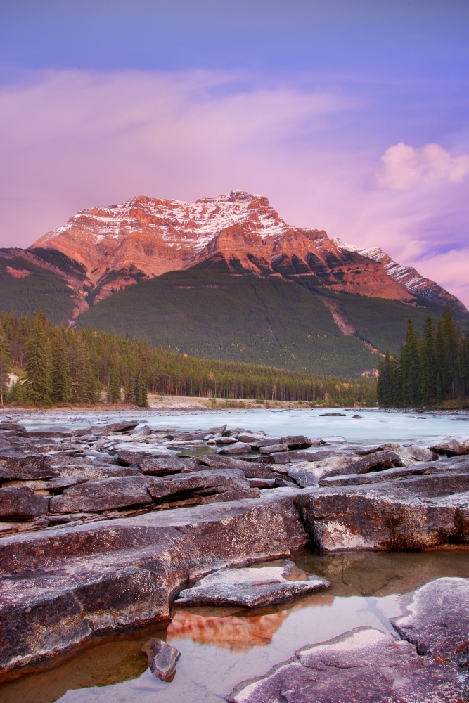 Mount Kerkeslin Athabasca Falls Jasper National Park Jasper Alberta Canada Poster Print by Carson Ganci, 22 x 34 - Large