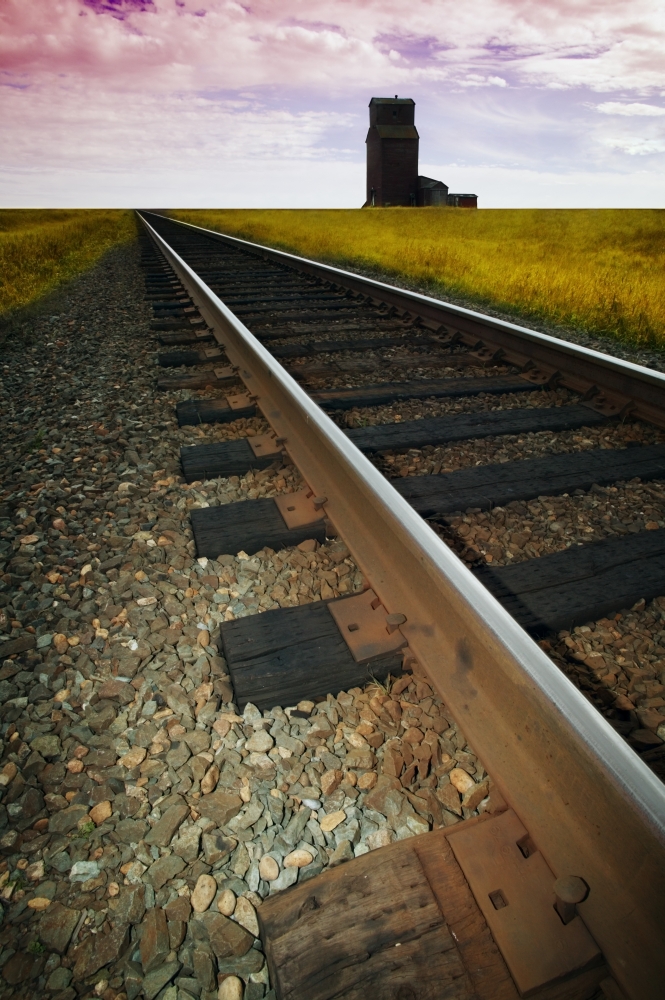 DPI1770426LARGE Train Track with Grain Elevator Poster Print by Kelly Redinger, 22 x 34 - Large