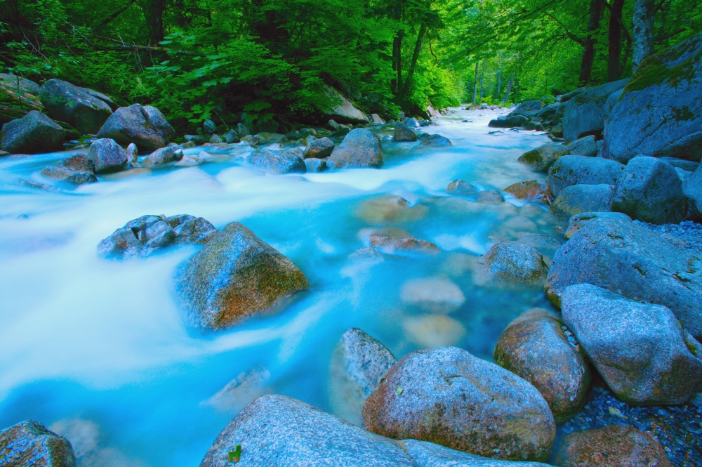 Water Rushing Through Rocks Poster Print by Don Hammond - 17 x 11
