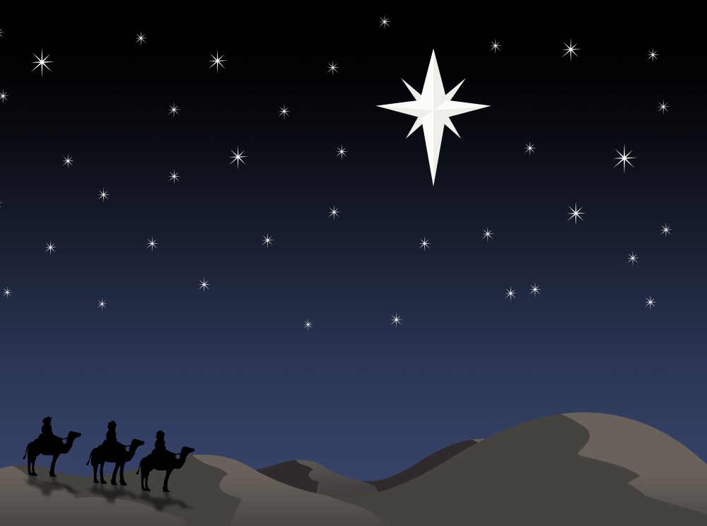 DPI1780751 Three Wisemen Following Star Poster Print by Daniel Sicolo, 17 x 13