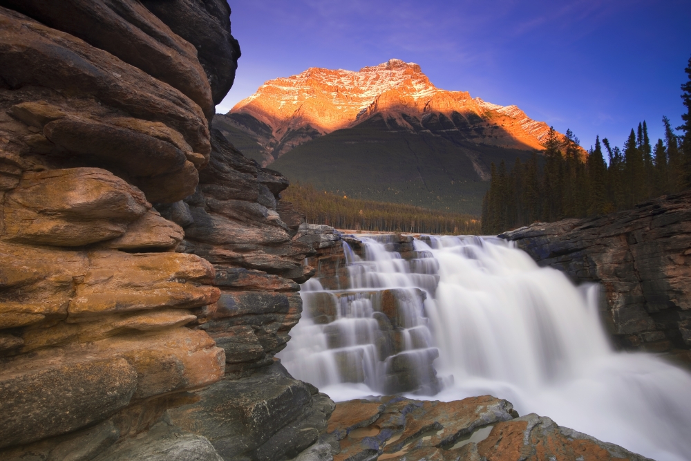 Beautiful Mountain Waterfall Poster Print by Carson Ganci, 17 x 11