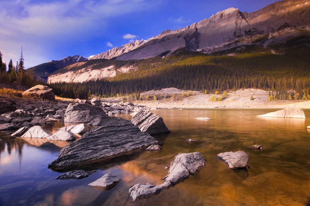 DPI1782546 Scenic Mountain Lake Jasper National Park Jasper Alberta Canada Poster Print by Carson Ganci, 17 x 11
