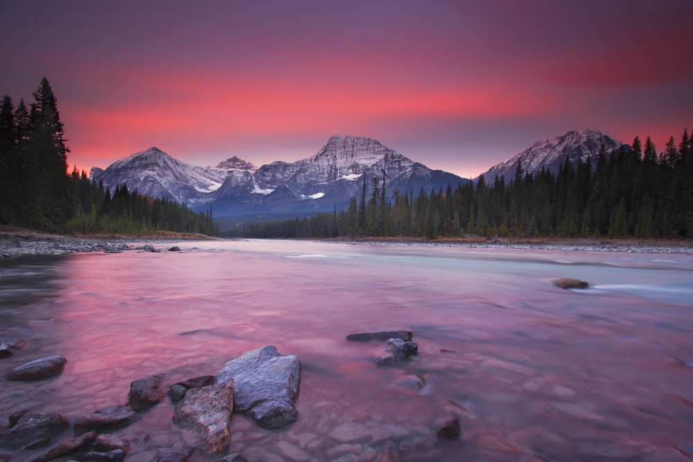 Rocky Mountains Athabasca River Jasper National Park Jasper Alberta Canada Poster Print by Carson Ganci - 17 x 11 -  BrainBoosters, BR3158521