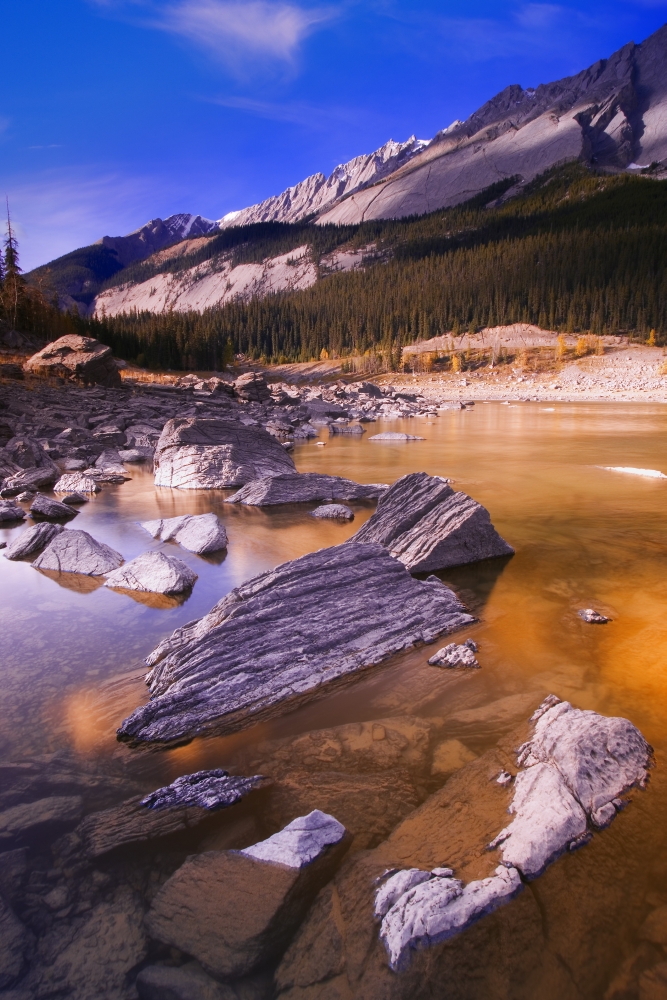 DPI1782547 Scenic Mountain Lake Jasper National Park Jasper Alberta Canada Poster Print by Carson Ganci, 11 x 17