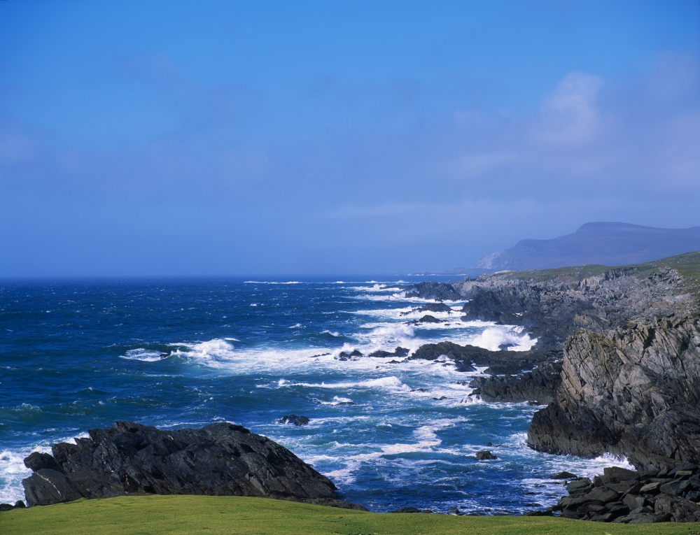 Atlantic Ocean Achill Island Looking Towards Keel Co Mayo Ireland Poster Print by The Irish Image Collection - 17 x 13