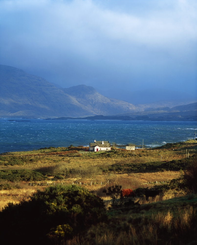 DPI1809912 Cottage Near Renvyle Connemara Co Galway Ireland Poster Print by The Irish Image Collection, 13 x 17