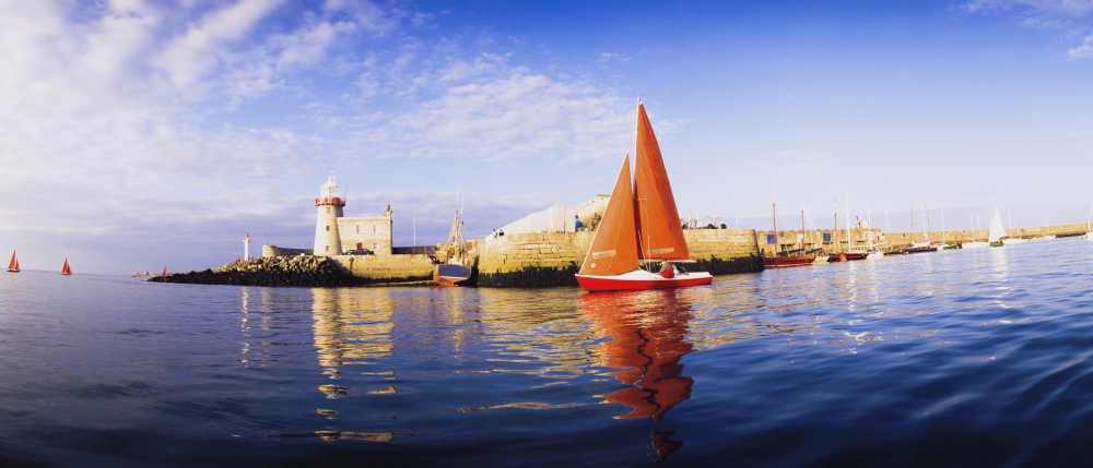 DPI1825650 Howth County Dublin Ireland - Sailboat in Harbour Poster Print by The Irish Image Collection, 32 x 14