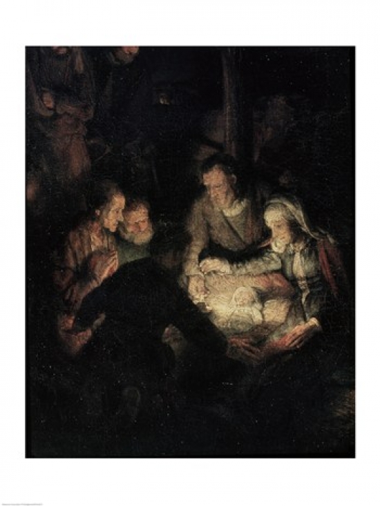 Picture of Posterazzi BALXIR159272 The Adoration of The Shepherds Poster Print by Rembrandt Van Rijn - 18 x 24 in.