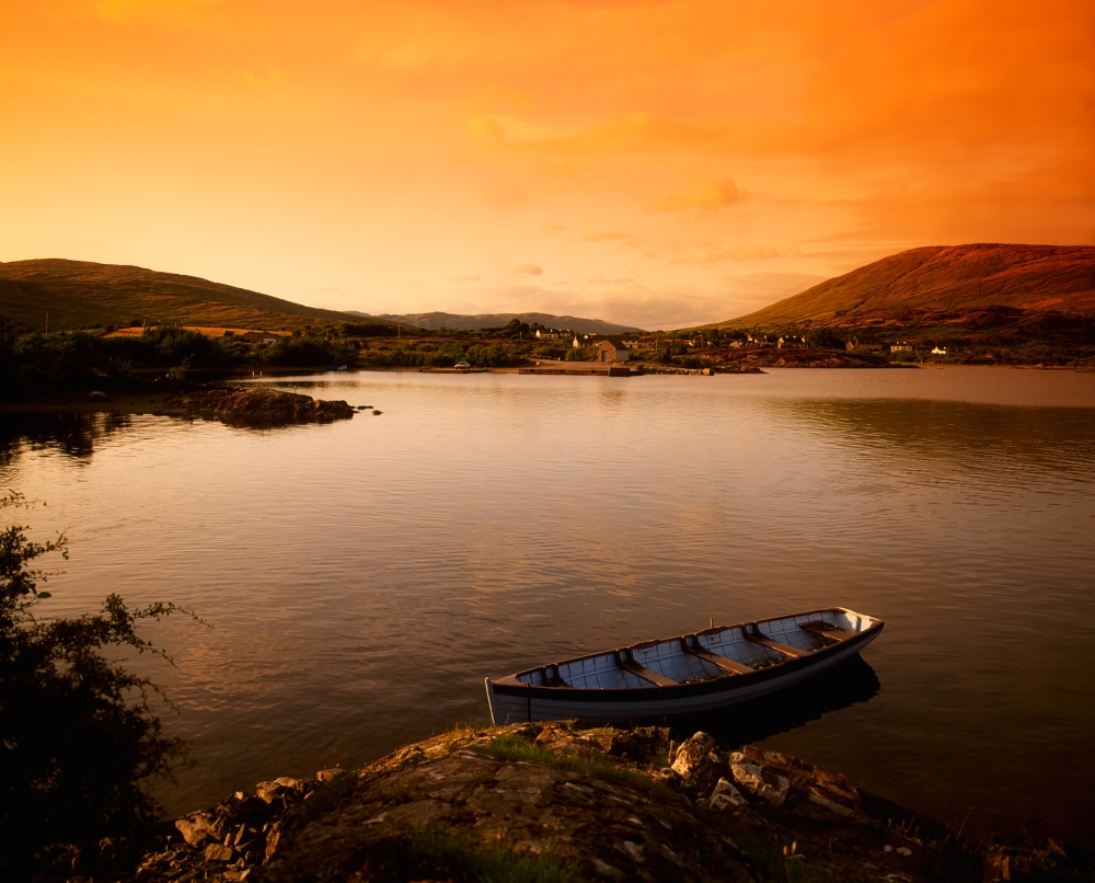 Boat At Maam Cross Co Galway Ireland Poster Print - 17 x 13