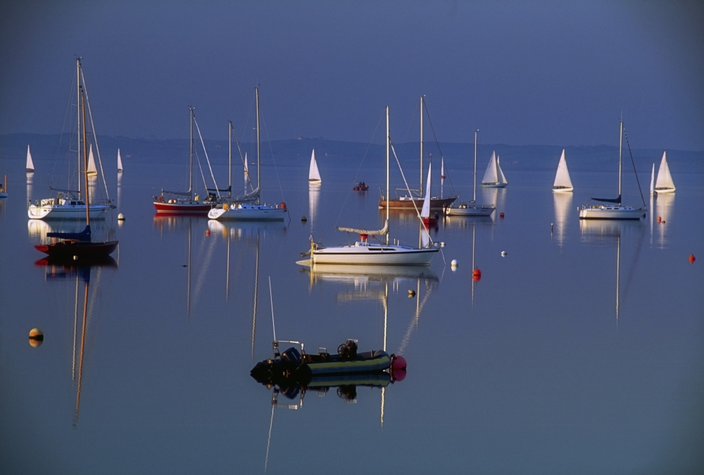 Strangford Lough Co Down Ireland - Sailboats On Still Water Poster Print by The Irish Image Collection - 18 x 12
