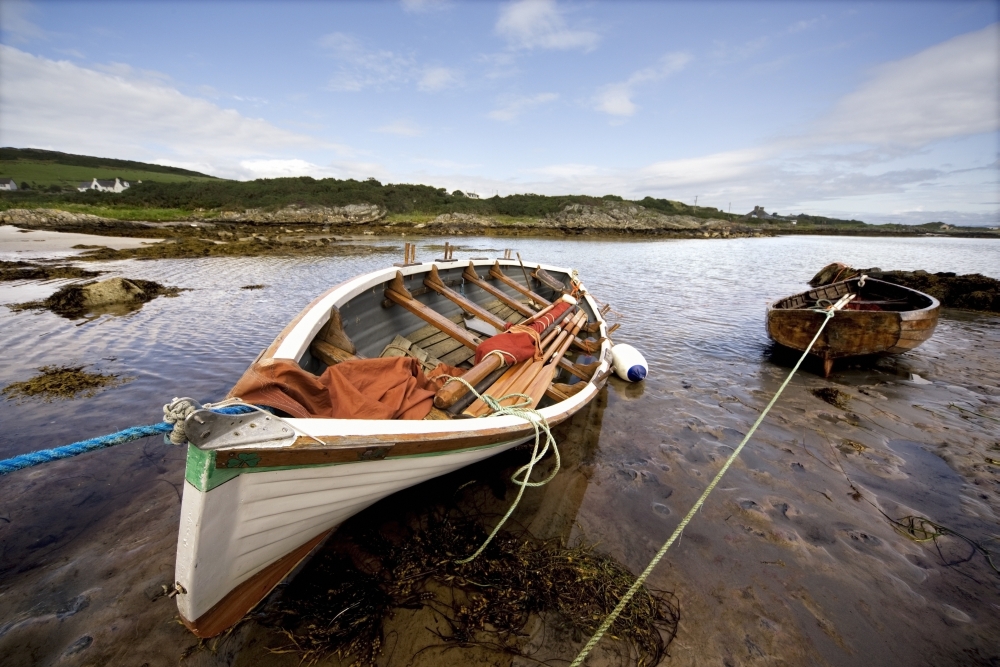 Picture of Posterazzi DPI1835796 Ardminish Isle of Gigha Scotland - Rowboats Tied To Shore Poster Print&#44; 17 x 11